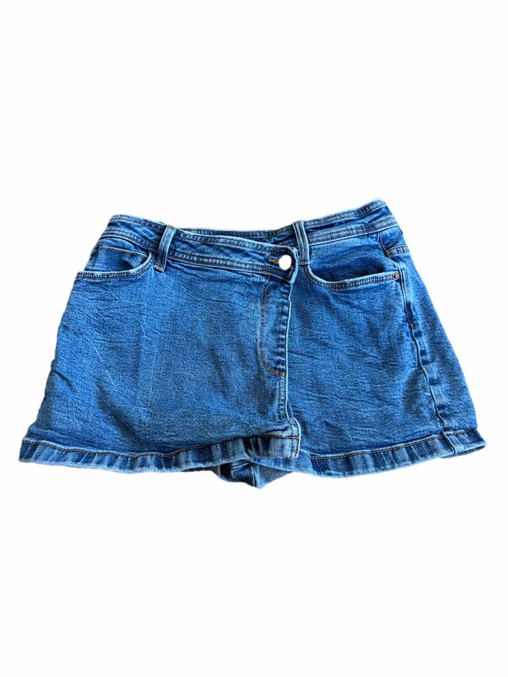 Harper Heritage by Francesca’s Denim Skort-Style Jean Shorts in Blue